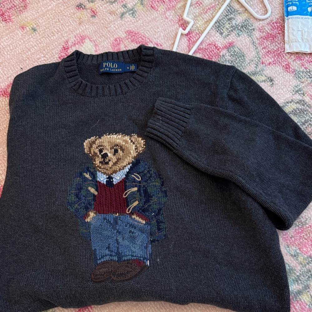 Polo by Ralph Lauren Men's Charcoal Sweater with polo bear